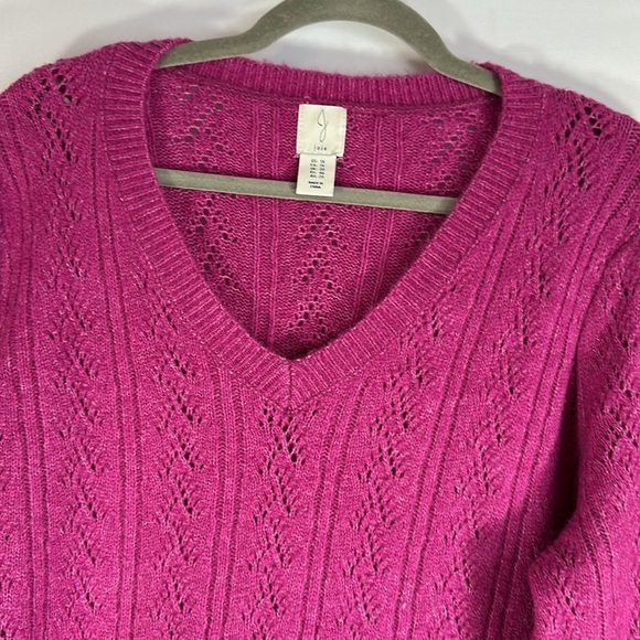 Joie Purple Pointelle Knit V-Neck Soft Sweater - Picture 5 of 7